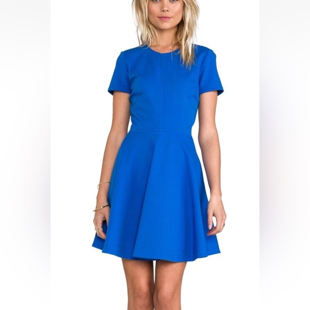 Diane Von Furstenberg Ivana Ponte Knit Stretch Fit & Flare Blue Dress